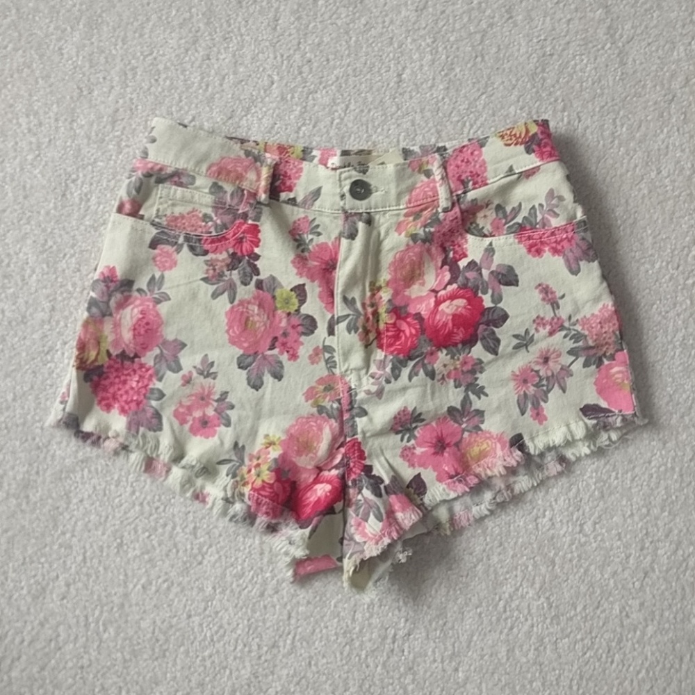 High Waisted Floral jean shorts